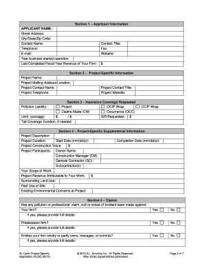 XL Catlin Project-Specific Application