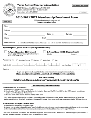 TRTA Membership Enrollment Form