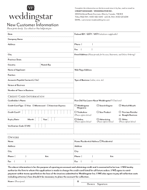 Weddingstar Credit Application Form