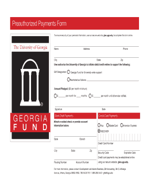 University of Georgia Preauthorized Payments Form