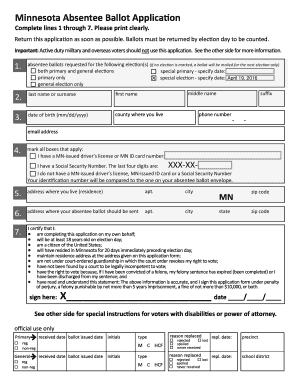 Minnesota Absentee Ballot Application