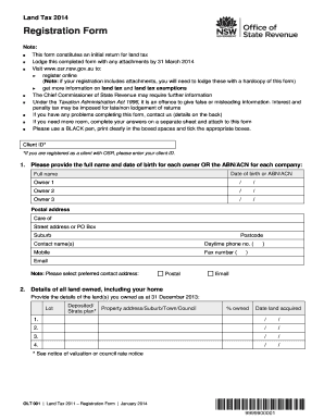 New South Wales Land Tax Registration Form