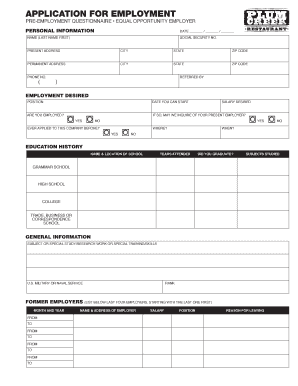 Employment Application Form
