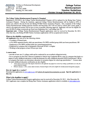 PA Keys College Tuition Reimbursement Application