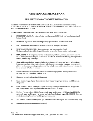 Western Commerce Bank Real Estate Loan Application