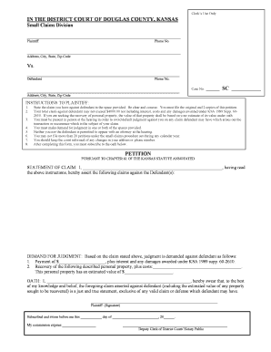 Kansas Small Claims Petition