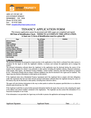 Victoria Residential Tenancy Application Form