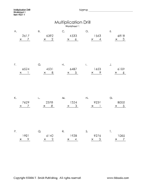 Multiplication Drill Worksheet