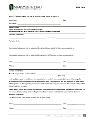 20 Printable Refusal Of Care Against Medical Advice Form