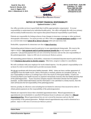 Notice of Patient Financial Responsibility