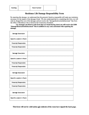 Residence Life Damage Responsibility Form