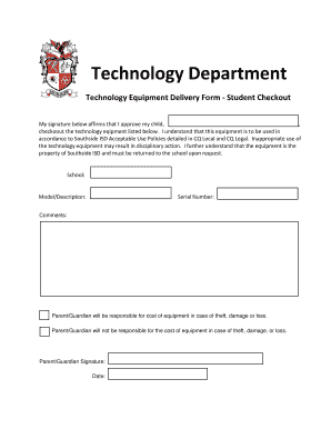 Technology Equipment Delivery Form - Student Checkout