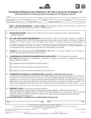 Washington DC Jurisdictional Addendum to Sales Contract