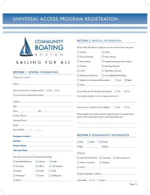 DCR Universal Access Program Registration Form