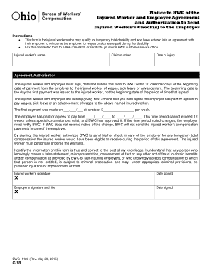 BWC Injured Worker and Employer Agreement