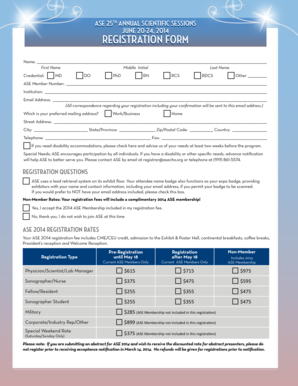 ASE 2014 Scientific Sessions Registration Form