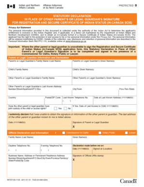 Statutory Declaration for Indian Status Registration