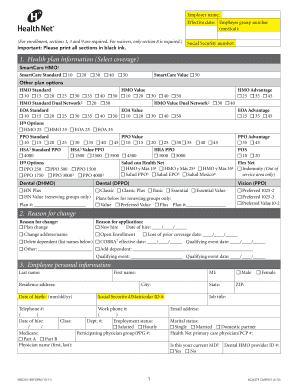 Health Net Small Business Group Enrollment Form