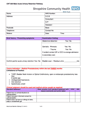 Male Acute Urinary Retention Pathway