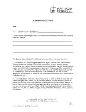 Submission Agreement for Entertainment Industry