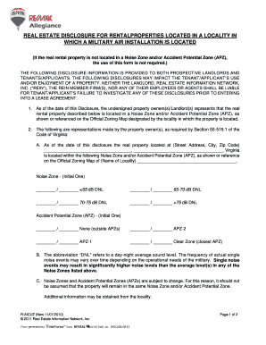 Virginia Military Air Installation Rental Disclosure Form