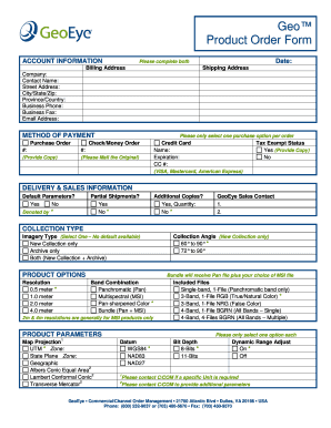 GeoEye Product Order Form