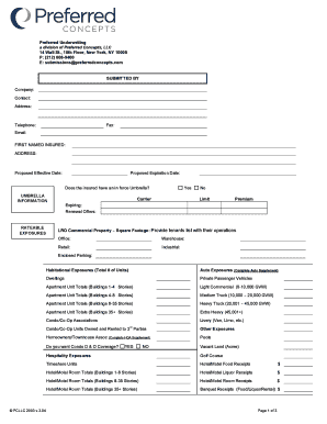 Umbrella Insurance Application