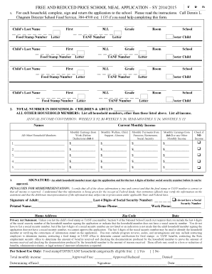 Free and Reduced Price School Meal Application