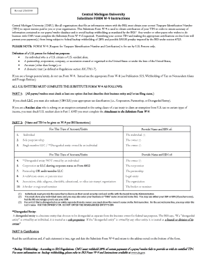 Central Michigan University Substitute Form W-9 Instructions