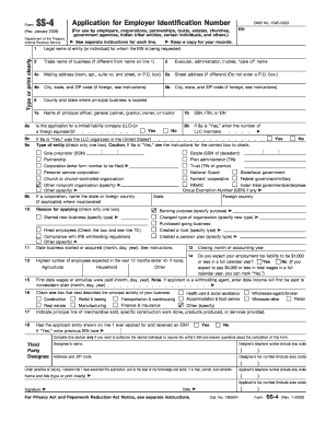 IRS Form SS-4 Application for Employer Identification Number