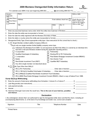 Montana Disregarded Entity Information Return