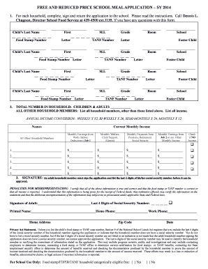Free and Reduced Price School Meal Application
