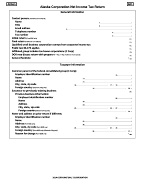 Alaska Corporation Tax Form AK1