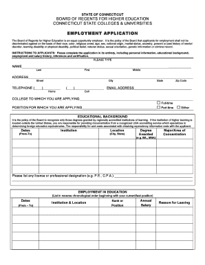 Connecticut State Colleges & Universities Employment Application