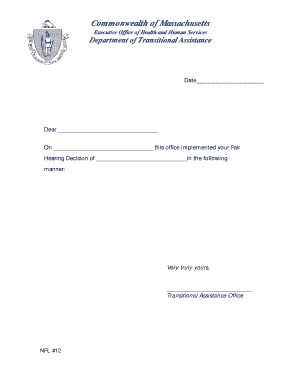 Massachusetts Fair Hearing Decision Implementation Notice