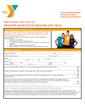 YMCA Employment Application