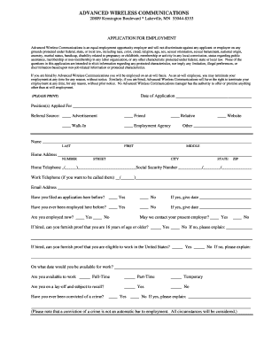 Advanced Wireless Communications Application for Employment