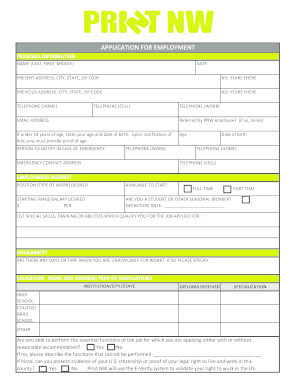 Employment Application Form