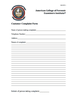 Customer Complaint Form
