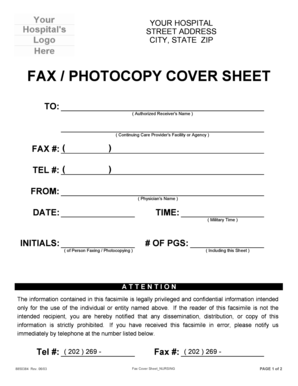 Hospital Fax Cover Sheet