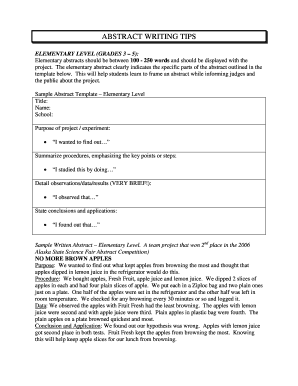 Elementary Science Fair Abstract Template