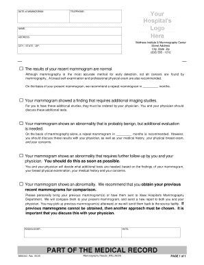 Mammogram Results Form