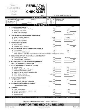 Perinatal Loss Checklist