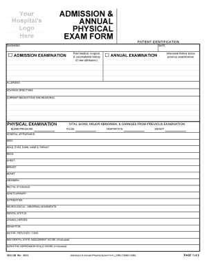 Admission and Annual Physical Exam Form