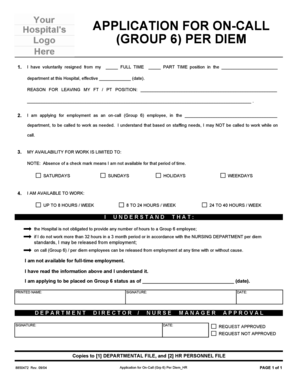 Application for On-Call Per Diem Employment