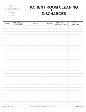 Patient Room Cleaning Discharge Form