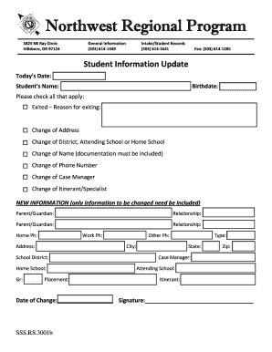 Student Information Update Form
