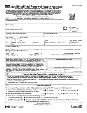 Adult Simplified Renewal Passport Application
