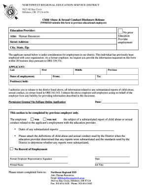Child Abuse & Sexual Conduct Disclosure Release