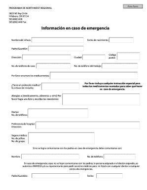Formulario de Autorización Médica de Emergencia